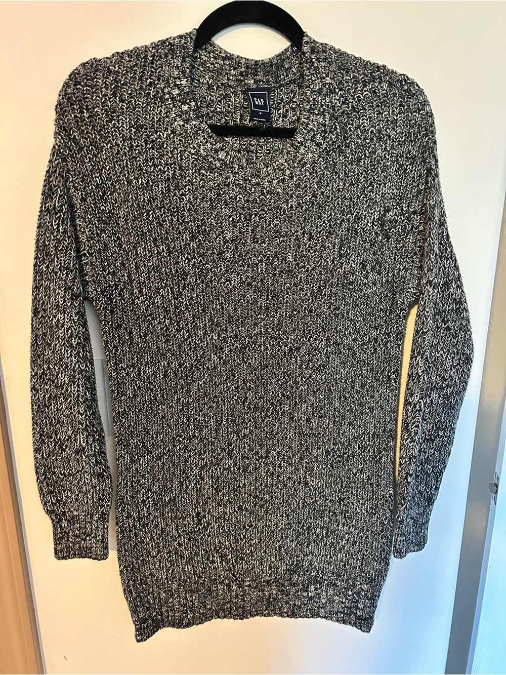 Women’s Black & White Marled Crewneck Sweater